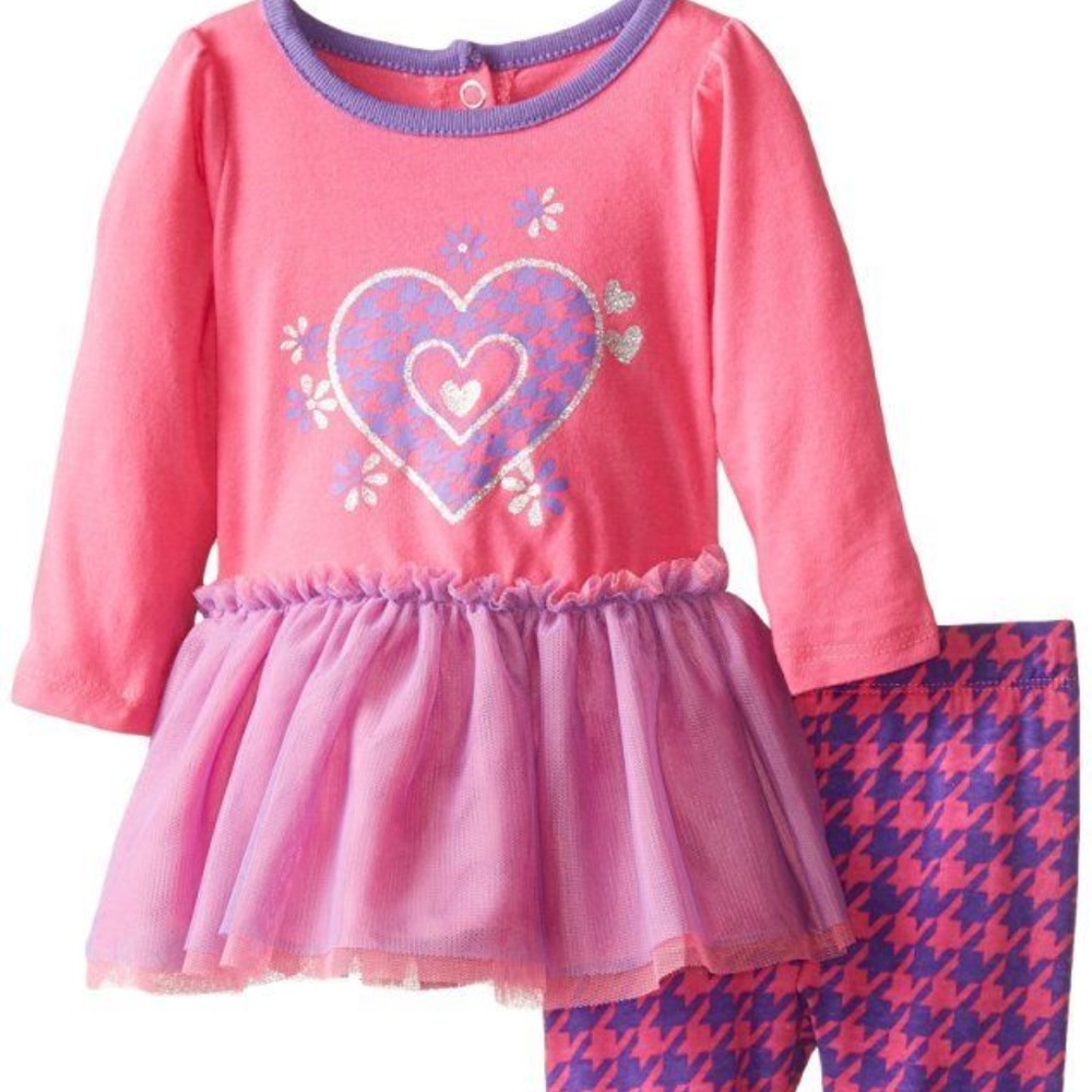Baby Girl Heart Tulle Tutu‎ Tunic Legging Outfit NB